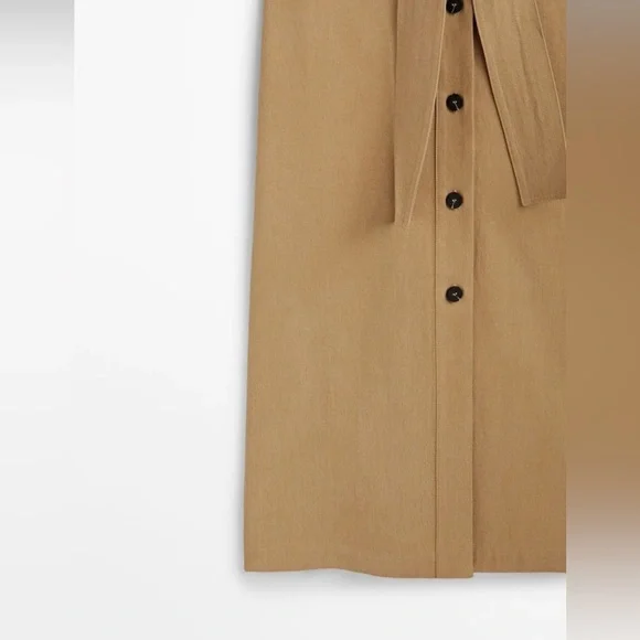 Massimo Dutti NWT khaki cotton tench shirt dress - Picture 5 of 15